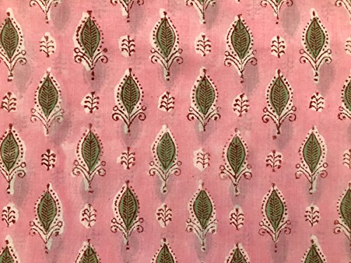 Traditional Jaipur Tessuto di cotone stampato a fiori di The Yard, tessuto con stampa indiana per abito estivo, Kurti, cuscino per sciarpa, copridivano (5 Yards)