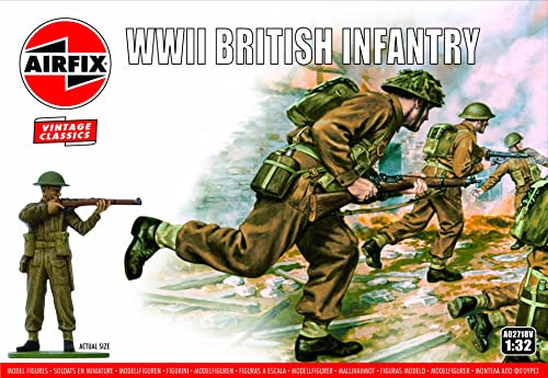 Airfix Model Figures Set - A02718V WWII British Infantry - Model Building Kit Accessories, Plastic Model Kits for Adults & Children 8+, Set Includes 14 Unpainted Figures - Accessory for Dioramas