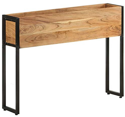 Tidyard Fioriera da Giardino Esterno in Legno Massello d'Acacia e Acciaio 90x20x68 cm,Fioriera da Esterno Terazzo Balcone,Fioriera Grande,Fioriera in Legno,Fioriera Rettangolare,Fioriera Alta