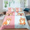 feelingyou Kinder Cartoon Hund Bettwäsche-Set Lächelndes Hündchen Corgi Faily Pet Bettwäsche Set 135x200cm Pink Blue Bottom Betten Set für Kinder Jungen Mädchen Teenager 2St.Reißverschluss Mikrofaser