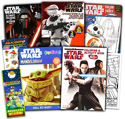 Star Wars Malbücher für Kinder, Bundle mit 5 Mandalorianischen Star Wars Büchern mit Spielen, Malaktivitäten, Labyrinthe, Puzzles, Aufkleber, Poster und mehr