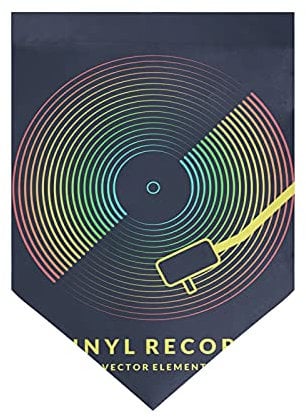 Poeticcity Colorful Vinyl Record CD Player for Music on Dark 12 x 18.5 Decorative Garden Flag Seasonal Banner Polyester Two-Sided Welcome Home Front Yard Party Indoor Outdoor Flag
