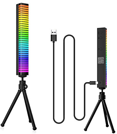LED Lichtleiste, Musik Atmosphare Rhythmus Licht RGB Voice Activated Rhythm Light, Licht Pickup Licht Musik Rhythmus Synchronisation USB Lade Lightbar Mit Stativ Für Spiel Desktop (App Control)