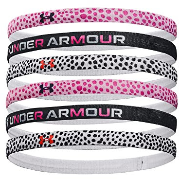 Under Armour Girls Headbands Mädchen Stirnbänder Mit Ua Aufdruck – 6Er-Packung, PSG, 1281857, OSFA, (676) Pink Sugar / Black / Black
