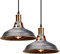 iDEGU 2 Piezas Lámparas Colgantes Vintage Lámpara de Techo Industrial Iluminación E27 Retro Luz Colgante para Cocina, Salón, Dormitorio, Comedor, Pasillo, Restaurante - 27CM (Óxido Plateado)