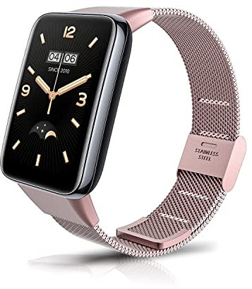 KoGiio Armband für Xiaomi Smart Band 7 Pro (Mi Band 7 Pro), Männer und Frauen Atmungsaktiv Ersatzarmband, Gewebte Edelstahl Mesh Metall Uhrenarmband für Xiaomi Smart Band 7 Pro (Mi Band 7 Pro)-Rosa