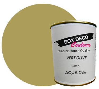 BOX DECO COULEURS Peinture murale acrylique aspect satin Aqua Déco - 750ml, Vert Olive