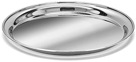 Forgast Bandeja Redonda de Servir | Diámetro 41 cm | Acero Inoxidable | Bandeja Decorativa | Bandeja de Camarero | Apta para Lavavajillas | Alta Calidad | Perfecto para camareros