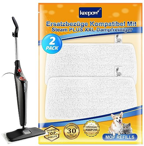 KEEPOW Lot de 2 housses de rechange pour nettoyeur vapeur Vileda Steam Plus XXL - Réutilisables - En microfibre - Pour nettoyeur vapeur Vileda Steam XXL (petite quantité de tests)