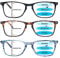 ZONLON 3 Pack Progressive Multifocal Reading Glasses Women Men, Blue Light Blocking Computer Readers with Spring Hinges (3 Multicolor, 3.00, multiplier_x)