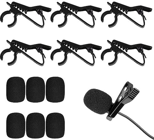 Mikrofon Krawatte Clip,6 Stück Kragen Clip Lavalier,Mini-Lavalier-Mikrofone,Lavalier Revers Mikrofon Clip,mit 6 Mikrofonhülse,für Treffen Sprechen Lehr Mikrofon Tuch Halter,Schwarze