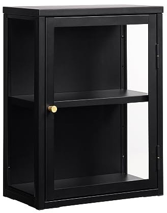 möbelando Vitrine >Calella< in Schwarz - 45x60x25 (BxHxT)