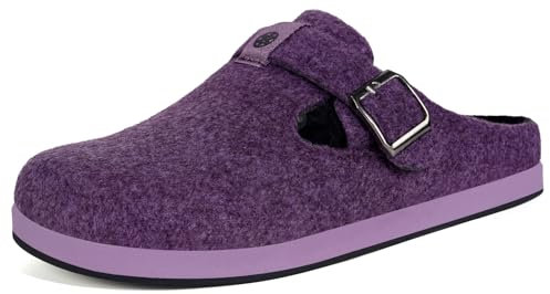 Sisttke Pantofole Donna Uomo Ciabatte in Feltro Unisex Slippers Invernali Chiuse con Plantare Intercambiabile,Viola,36 EU