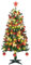 HOMCOM 5ft Pre Lit Artificial Christmas Tree Holiday Décor with 100 Warm White LED Lights and 360 Tips, Tinsel, Ball, Star, Tree Decoration, Auto Open