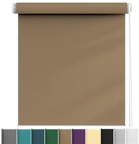 Fensterrollo innen Ohne Bohren Klemmfix 45 x 70 cm Hitzeschutz und Sichtschutz, Sonnenschutzrollo Fensterrollo Inkl. Aller Montage-Teile für Türen und Fenster, Taupe