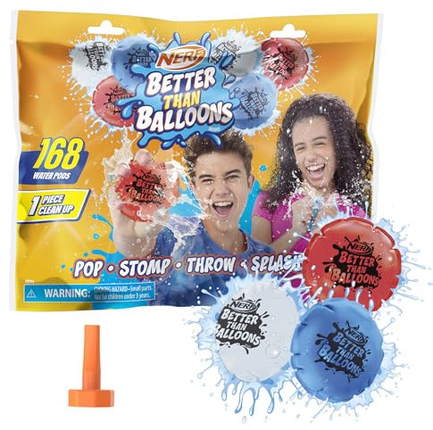 NERF Better Than Balloons Water Toys, 168 Pods, Easy 1 Piece Clean Up, Lots of Ways to Play, Backyard Water Fun, Gifts for Kids, Ages 3+ (Amazon Exclusive)