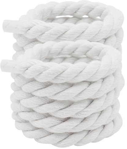 Lacets de Chaussures en Coton - 1 Paire Épaisse Blanche 10 mm, Torsadés Chunky, Corde