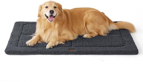 BEDSURE waschbar Hundematte Große Hunde - 121x76 cm Hundekissen waschbar für Grosse Hunde, Sherpa-Plüsch Hundebett XXL mit hochdichter Schaumstofffüllung, dunkelgrau