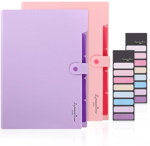 KONVINIT 2 Pack Fächermappe a4 Ordnungsmappe 4 Fächer Dokumentenmappe mit Schnalle Mappe mit Fächern Kunststoff Papier Organizer Büro Schul