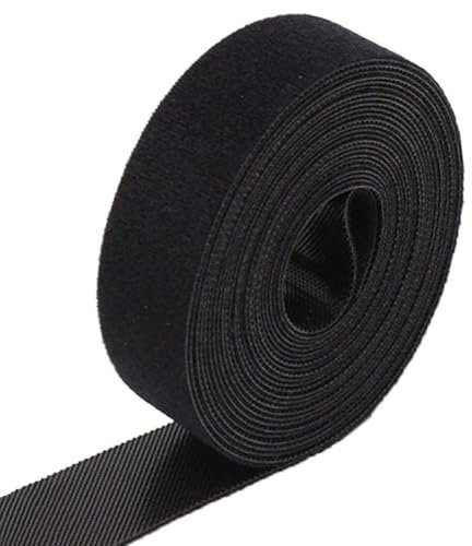 5m Klett Kabelbinder, 30mm Breit Kabelbinder, Schwarz Klettband, Wiederverschließbar Klettverschluss Band, Klettkabelbinder für Kabel Organizer, Kabelmanagement, Cable Ties Tape black