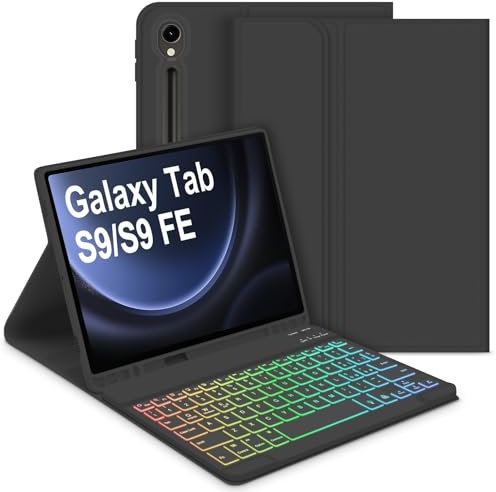 GOOJODOQ per Samsung Galaxy Tab S9 FE 2023 Tastiera Custodia, Italiano QWERTY Tastiera Retroilluminata Staccabile e Custodia per Galaxy Tab S9 11/ S9 FE 10.9 2023 SM-X510/X516B/X710/X716B/X718U,Nero