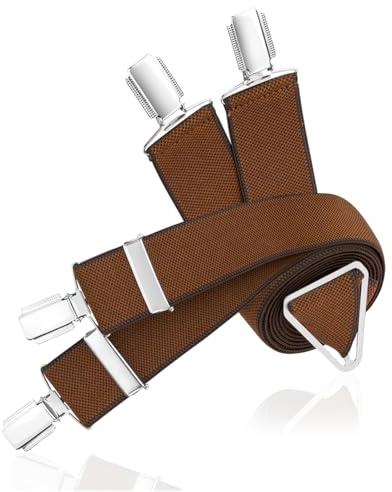 LINDENMANN Hosenträger Herren cognac X-Form elastisch und längenverstellbar Made in Germany