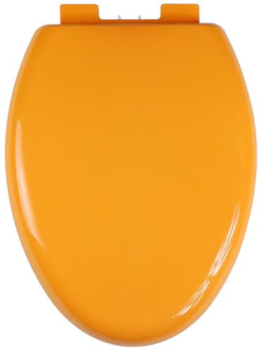Dazzluxe 18 Verlängerter Toilettensitz, V-Förmiger, Leiser Toilettendeckel Mit Absenkautomatik, Einfache Reinigung, Langlebiger WC-Sitz Aus PP-Kunststoff, Maximale Tragkraft: 150 Kg,Orange
