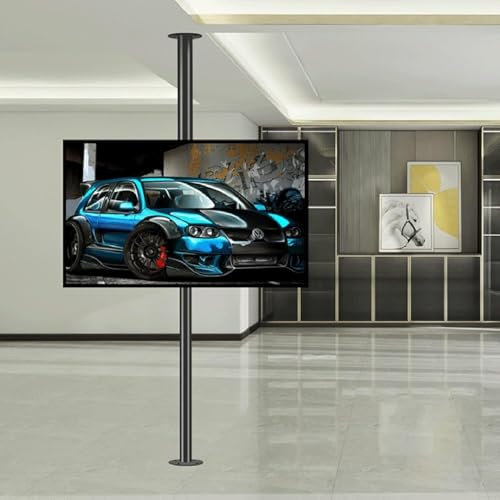 Support TV sur pied pivotant à 360 degrés pour écran LED de 32 à 75 pouces Hauteur réglable et base pivotante pour cloison ou armoire