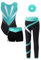 Loodgao Mädchen Ärmellos Turnanzug Streifen Gymnastik Trikot mit Kurze Hose und Lange Leggings Haargummi Eiskunstlauf Kleidung Set Dancewear Blau Grün 134-140