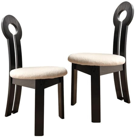 WRYsqbhjyb Holz-küchenstühle 2er Set, Moderne Bauernhaus-Esszimmerstühle, Schwarze Esszimmerstühl, Kissen Aus Lammwolle, Esszimmerstühle für Küche, Wohnzimmer, Schlafzimmer