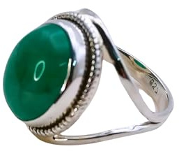 Navya Craft ovaler Ring aus grüner Jade, 925er Sterlingsilber, Statement-Versprechensring für Frauen, natürlicher ovaler grüner Jade-Edelstein, handgefertigter Boho-Schmuck