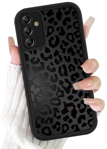 ZhuoFan Hülle für Samsung Galaxy A54 5G 6,4”, Aesthetic Leopard Muster Handyhülle Schwarz Matte Schutzhülle Ultra Weich Silikon Dünn TPU Case Stoßfest Kratzfest Bumper Cover, 05