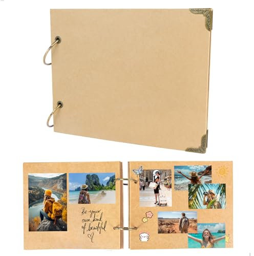 Scrapbook Fai Da Te, Album Portafoto, Album Foto di 30 Pagine, Album Fotografico per Famiglia, Bambino, Matrimonio, Anniversario, Compleanno, Kaki