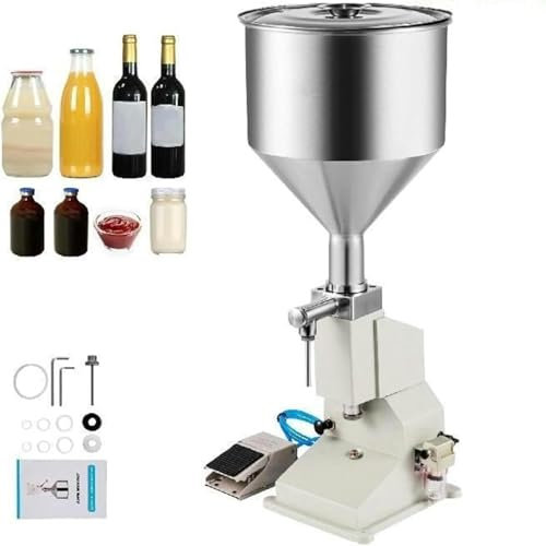 XRSMOU Pneumatic Filling Machine,10L Hopper,Commercial Bottle Filler,Adjustable Filling Volume,For Liquid Paste Cosmetic