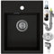 SINK QUALITY Spülbecken Schwarz mit Gold flecken 40x50 cm - Granitspüle mit Siphon und Imprägnierung - Spüle ohne Abtropffläche - Kleines Spülbecken für Küche für Unterschränke ab 40 cm Breite