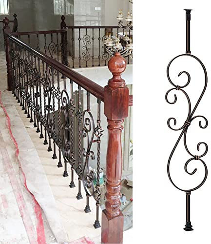RKJDMSWJ Barandillas de Hierro Forjado para escaleras, diseño de Barra Horizontal para áticos, pasillos y Villas, Acabado en Cobre Negro, Paquete de 1