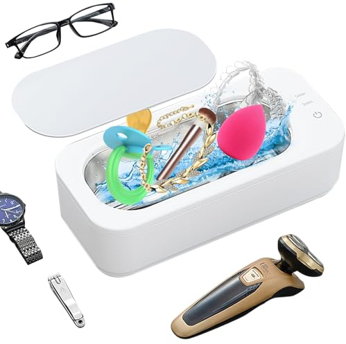 Ultraschallreinigungsgerät, Brillenreinigungsgerät mit Timer, Ultraschallreiniger, Ultrasonic Cleaner für Zahnspange Schmuck Ringe Münzen Halskette Schnuller Rasierköpfen