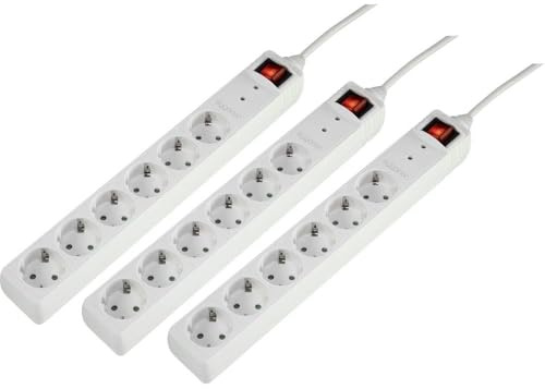 Sygonix 3xSY-5044446 Überspannungsschutz-Steckdosenleiste 6fach Weiß Schutzkontakt 1 Set