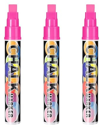 Generisch 8 Kreidestifte 10mm Jumbo Spitze für Tafel & Fenster Abwaschbar – Neon Chalk Marker, Filz & Meißelspitze, Whiteboard Stifte, Glasstifte, Fensterstifte Kinder, Flüssigkreide Bunt (Pink)