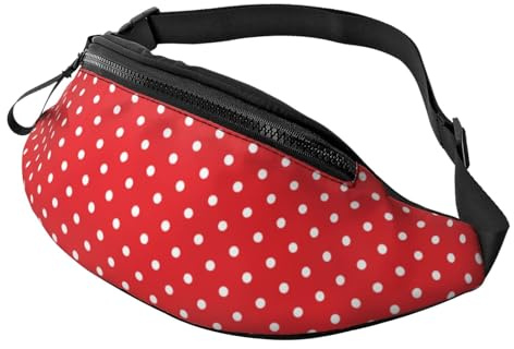 Gürteltasche für Damen und Herren, Retro-Stil, mit weißen Punkten, Rot bedruckt, Gürteltasche für Reisen, Wandern, Laufen