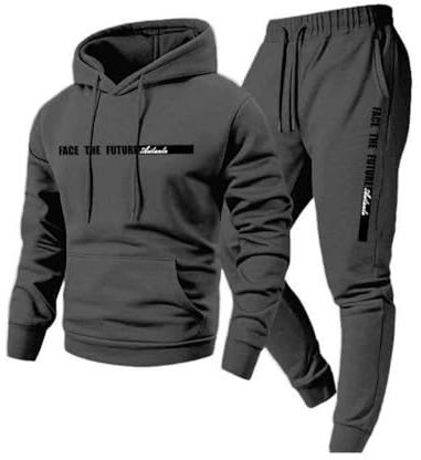 Generisch Nofs Track Suit Hausanzug Tracksuit Herren Weihnachtsanzug Sportanzug Vector Costume Freizeitanzug Pullis Baumwolle Taekwondo Anzug Traictsuit Grau XL