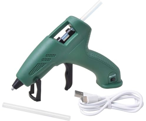 Akku-Heißkleber 3,7 V 2200 mAh USB-C kabellos mit Standfuß 10-20 W | Kabelloses Heißklebegerät mit 2 Heißklebestäben für Basteln, Reparatur und DIY