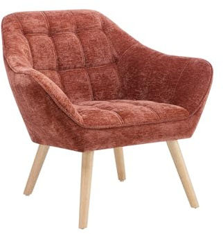 Vente-unique - Sessel mit gerader Rückenlehne Caserta Stoff Terracotta 82 | Holzgestell | Gepolsterter Effekt