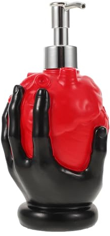 CALLARON Dispensador de Jabón Forma de Corazón Gótico Negro, Recargable Control Preciso, Adecuado para Lavabo de Cocina en Ambiente Halloween Espeluznante