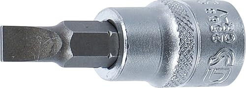 BGS 2568 | Bit-Einsatz | Innenvierkant 10 mm (3/8) | Schlitz 7 mm | Länge 48 mm | Chrom-Vanadium-Stahl | mit Rändelung