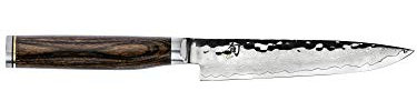 Shun Premier Steakmesser 5 Zoll; Schleifen, patentierte Dual-Edelstahl-Lünette, Stahlblech Damaskus