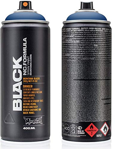 Montana Black Spray Paint, Matt Finish, 400ml Can, Colour: BLK5080 - Ultramarine