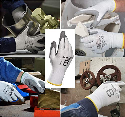MAPA Professional KRYTECH 579 – Polyurethan-Handschuhe mit leichter Schnittfestigkeit für die Bereiche Automobilindustrie, Maschinenbau und Papierindustrie, weiß, Größe 8, (1 Paar), Schutzhandschuhe