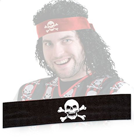KarnevalsTeufel.de Piratenstirnband, ca. 120 cm, Unisex, Halloween, Haarschmuck, Piraten-Haarschmuck (schwarz)