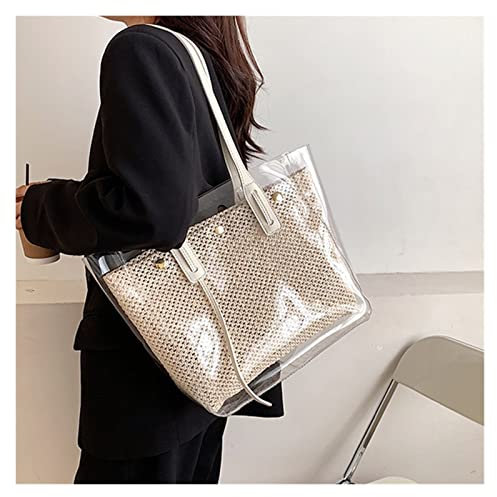 ZHANGXABN Tasche, große Kapazität, Umhängetasche, gewebt, handgefertigt, Tragetasche, Strandtasche, Einkaufstasche (schwarz) (Schwarz 1)